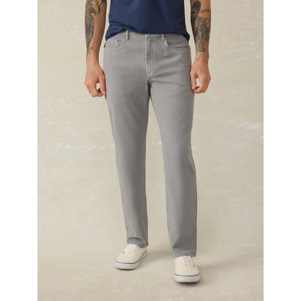 Faherty Stretch Terry Iron Grey Rugged Mid Rise Slim Fit Pants 32 NEW Cotton
